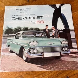 Vintage 1958 Chevrolet Vintage Car Dealer Brochure - Mint Green Cover